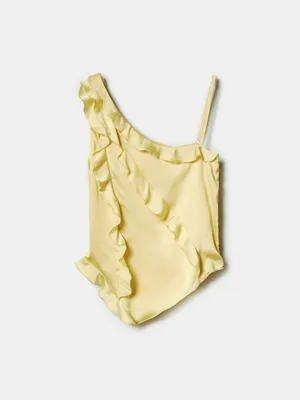 Топ Sela асимметричный атласный, желтый, арт. 53625