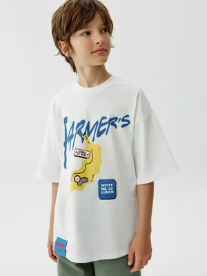 Футболка Sela оверсайз с принтом, белый, арт. 53630