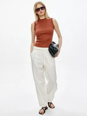 Укороченные объемные брюки Sela, белый, арт. 53635