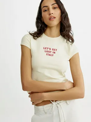 Футболка Sela приталенная с принтом, бежевый, арт. 53636