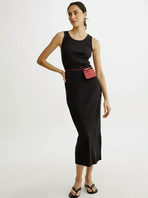 Платье Sela трикотажное макси, черный, арт. 53638