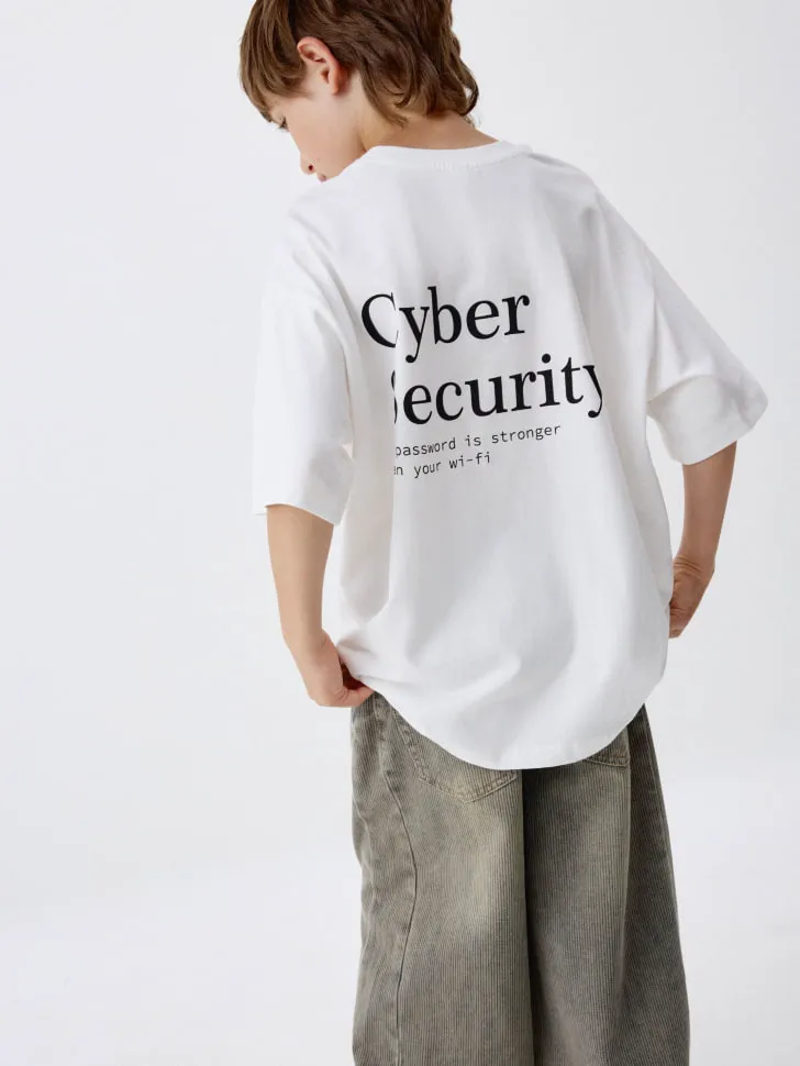 Футболка оверсайз с принтом для мальчиков, белый, арт. 5364