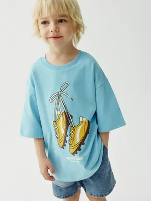 Футболка Sela оверсайз с принтом, голубой, арт. 53645