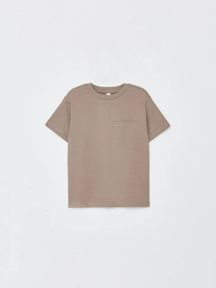 Базовая футболка с карманом детская, бежевый, арт. 5365