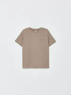 Базовая футболка с карманом детская, бежевый, арт. 5365