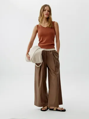 Широкие брюки Sela со складками, коричневый, арт. 53655