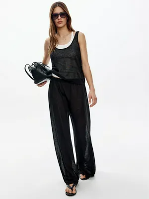 Широкие полупрозрачные брюки Sela, черный, арт. 53658