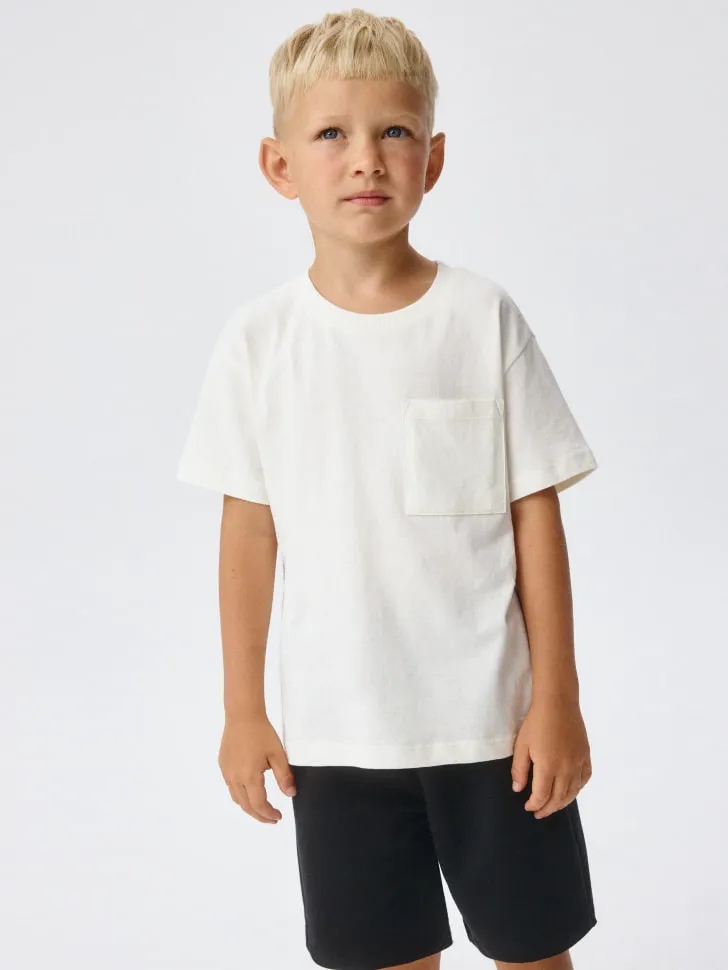 Футболка с карманом детская, бежевый, арт. 5366