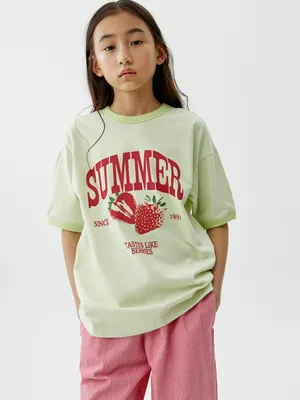 Футболка оверсайз Sela с принтом, зеленый, арт. 53663