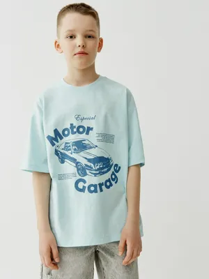 Футболка оверсайз Sela с принтом, голубой, арт. 53667