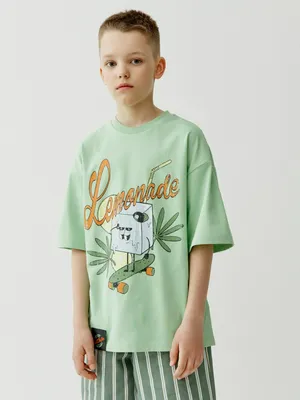 Футболка оверсайз Sela с принтом, зеленый, арт. 53669