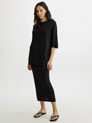 Трикотажная юбка миди Sela, черный, арт. 53680