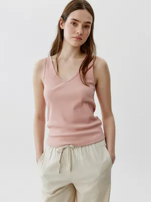 Топ Sela приталенный в рубчик, розовый, арт. 53699