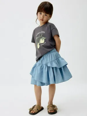 Джинсовая юбка с оборками для девочек, арт. 5371