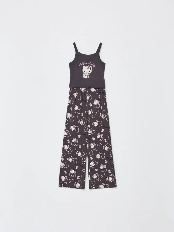 Пижама с принтом Hello Kitty для девочек, серый, арт. 5372
