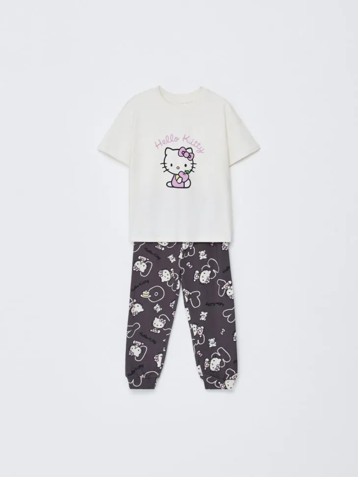 Пижама с принтом Hello Kitty для девочек, серый, арт. 5373