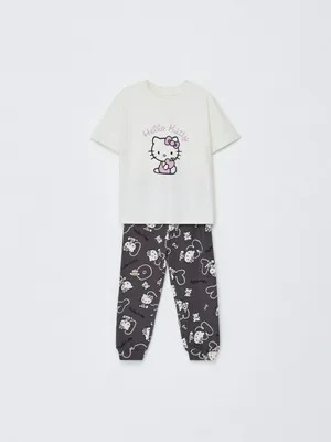 Пижама с принтом Hello Kitty для девочек, серый, арт. 5373