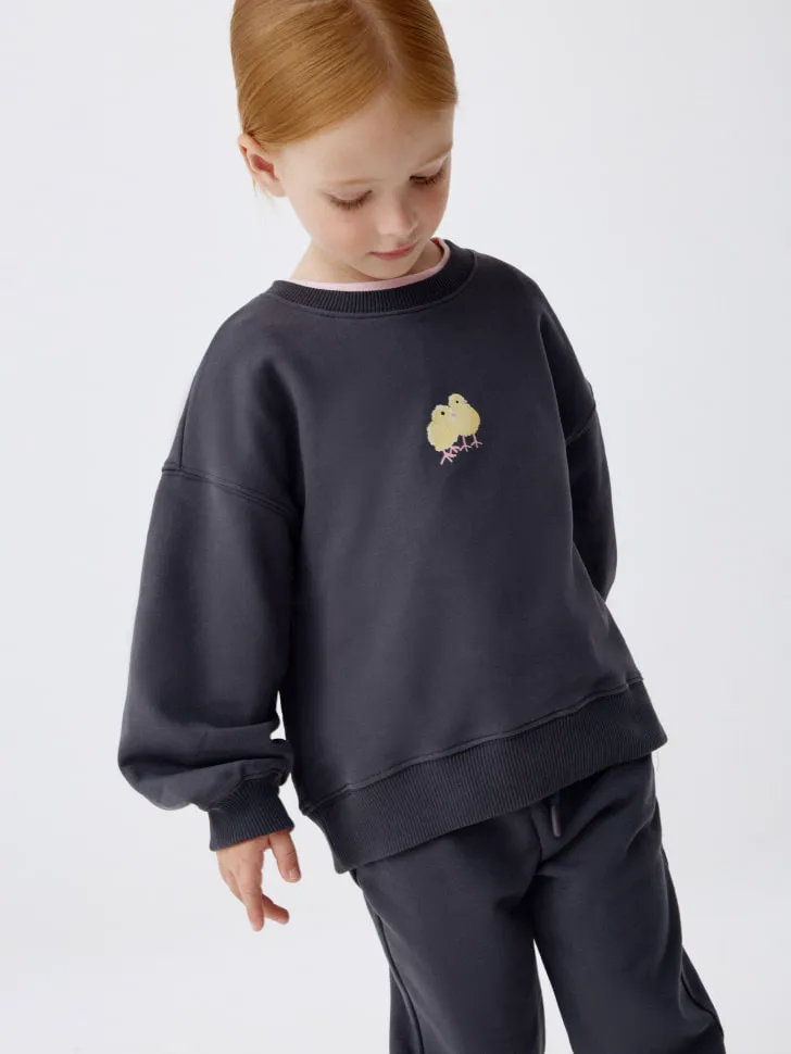 Свитшот с принтом для девочек, серый, арт. 5384