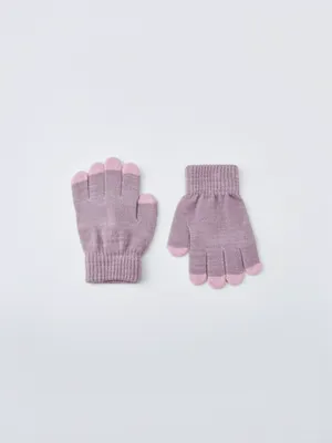 Вязаные перчатки для девочек, фиолетовый, арт. 5415