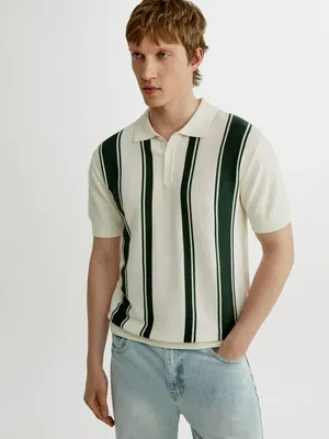 Вязаное поло Sela в полоску, разноцветный, арт. 54298