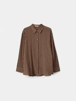 Рубашка Sela оверсайз в клетку, коричневый, арт. 54325