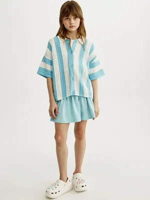 Трикотажная юбка-шорты Sela, голубой, арт. 54337