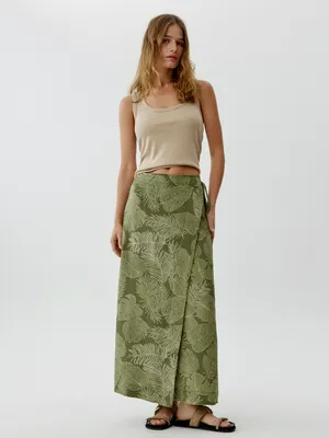 Юбка миди Sela на запах, зеленый, арт. 54366