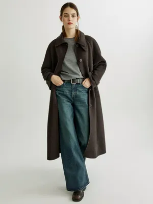 Пальто Sela однобортное миди, коричневый, арт. 54390