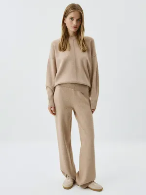 Прямые вязаные брюки Sela, бежевый, арт. 54428