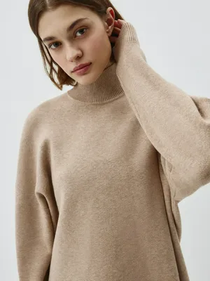 Вязаный свитер Sela с воротником-стойкой, бежевый, арт. 54646