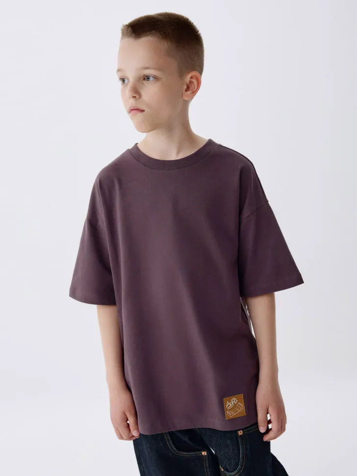 Футболка оверсайз с принтом на спине для мальчиков, фиолетовый, арт. 5493