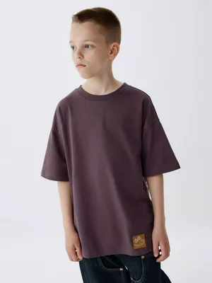 Футболка оверсайз с принтом на спине для мальчиков, фиолетовый, арт. 5493