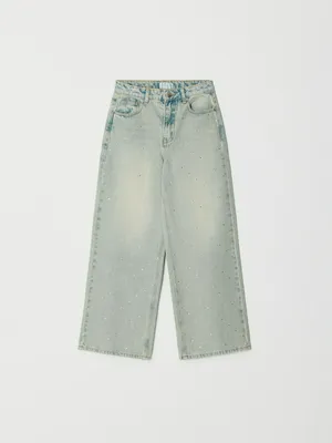 Джинсы Baggy со стразами для девочек, арт. 5496