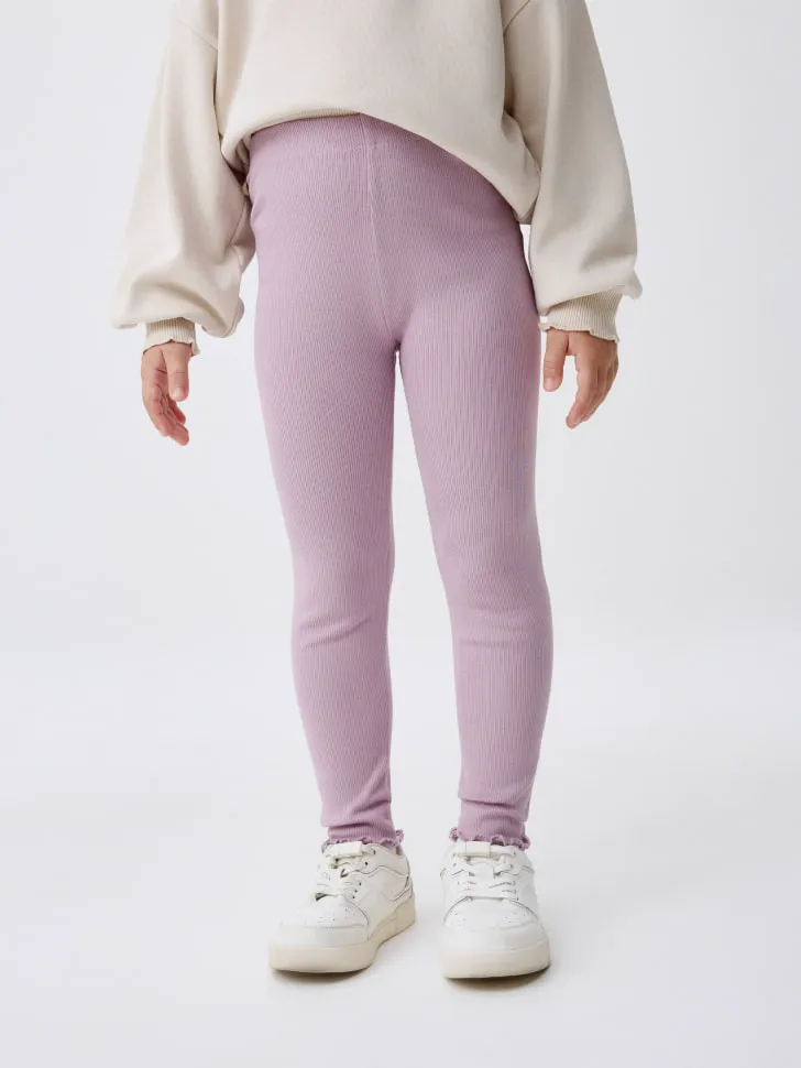 Базовые леггинсы в рубчик для девочек, фиолетовый, арт. 5498