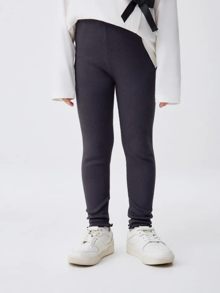 Базовые леггинсы в рубчик для девочек, серый, арт. 5499