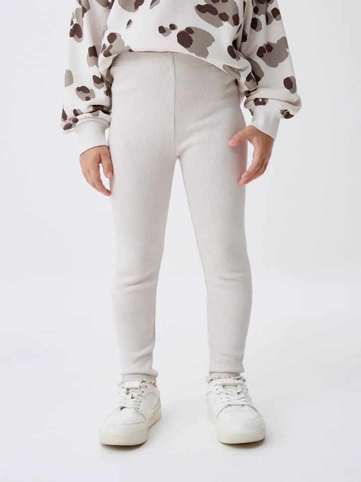 Леггинсы в рубчик для девочек, бежевый, арт. 5500