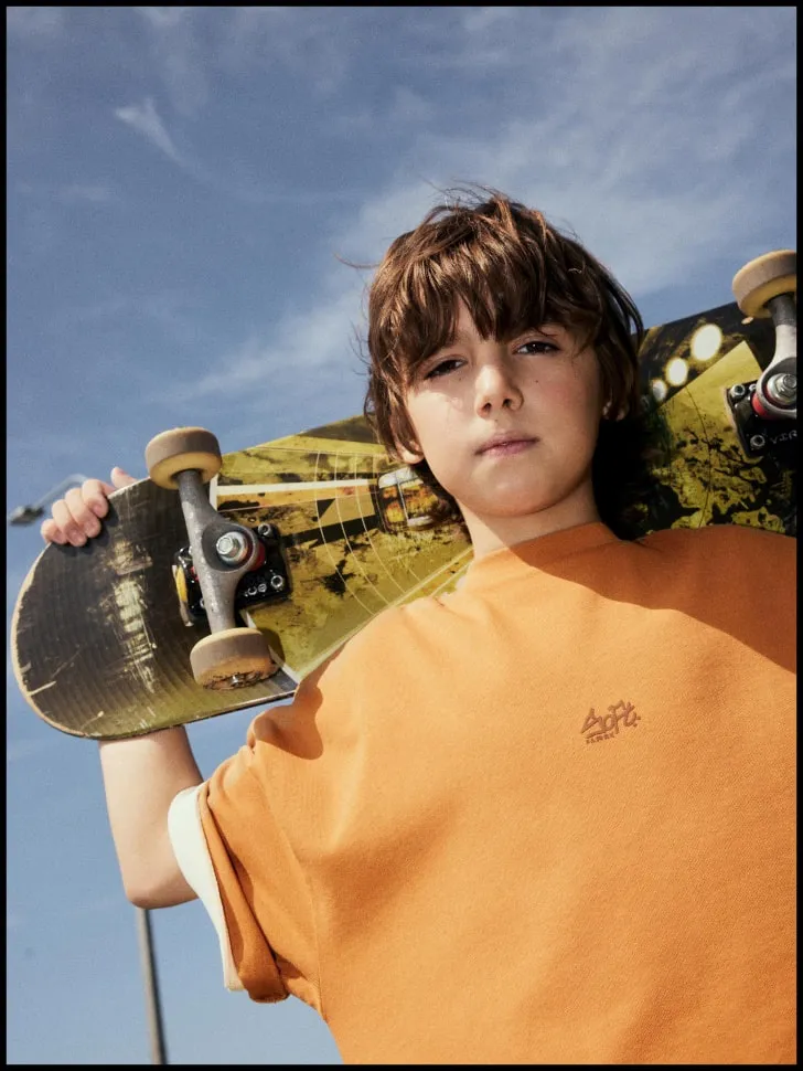 Детская футболка оверсайз с принтом, оранжевый, арт. 5507