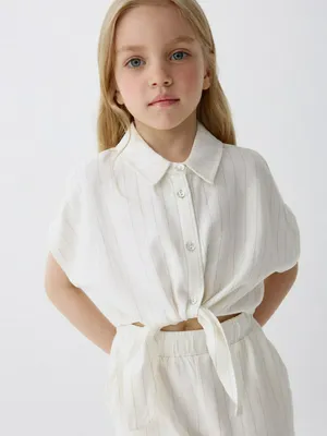 Укороченная рубашка с узлом для девочек, арт. 5514