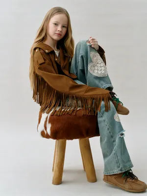 Джинсы Baggy с кружевной аппликацией для девочек, арт. 5538