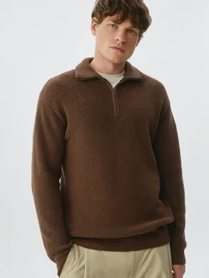 Вязаный джемпер с воротником-стойкой на молнии, арт. 5575