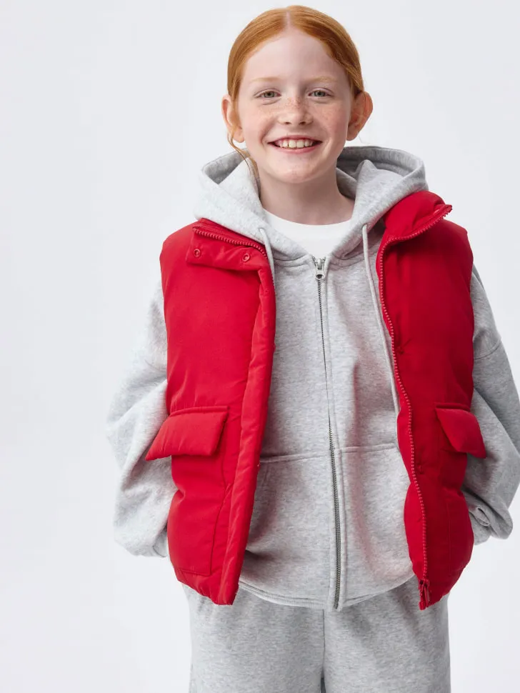 Демисезонный жилет для девочек, красный, арт. 5590