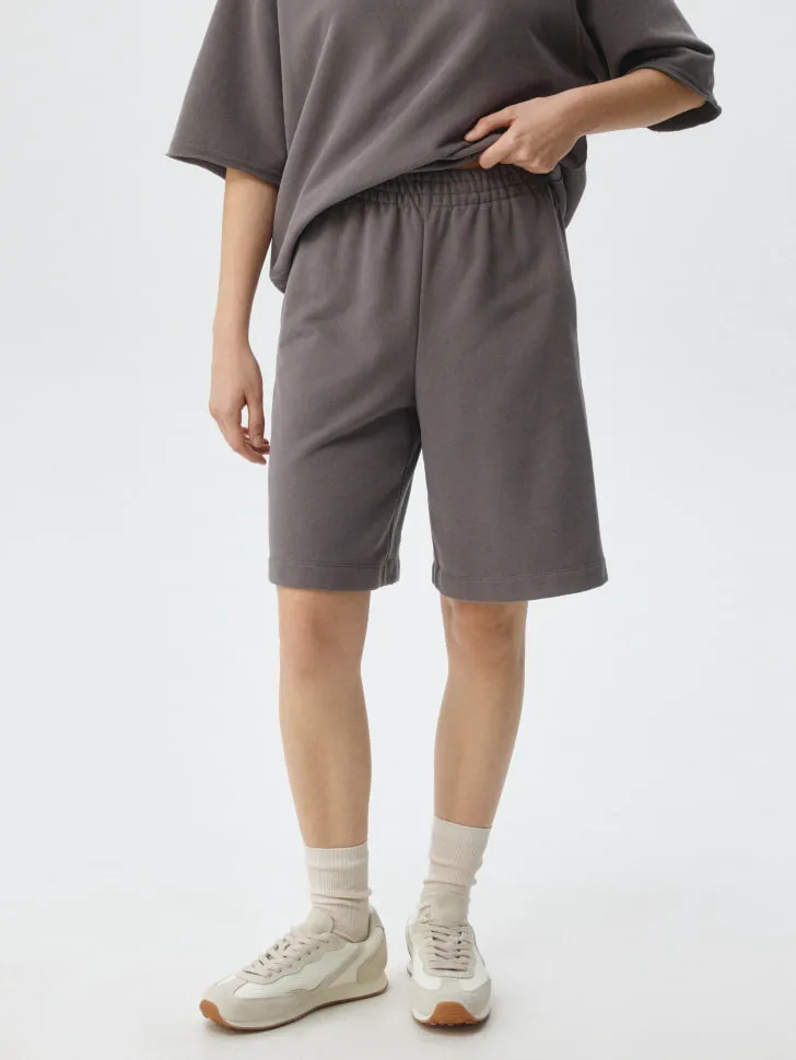 Трикотажные шорты на резинке, серый, арт. 5599