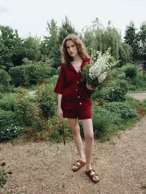 Вязаные шорты кроше, бордовый, арт. 5600