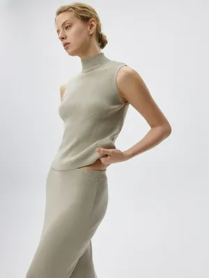 Топ с высоким горлом, хаки, арт. 5608