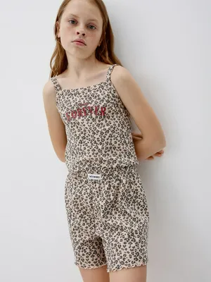 Леопардовая пижама с шортами для девочек, арт. 5610