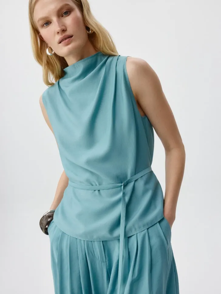 Топ с высокой горловиной, голубой, арт. 5615