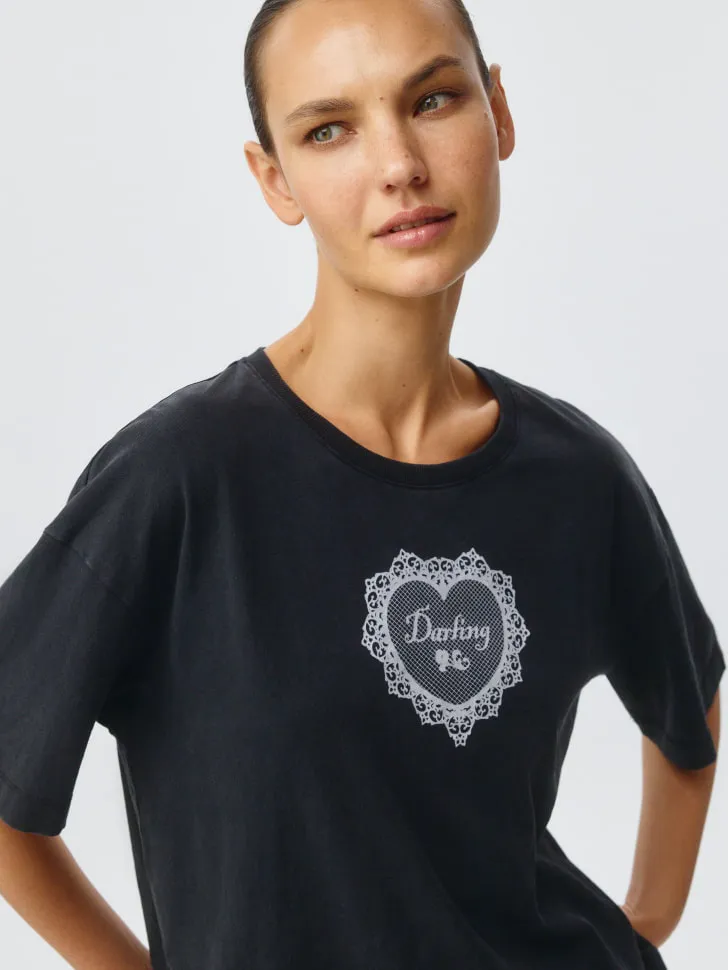 Футболка оверсайз с принтом, черный, арт. 5619