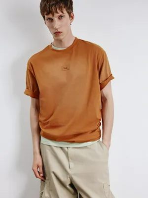 Футболка оверсайз с эффектом стирки, оранжевый, арт. 5625