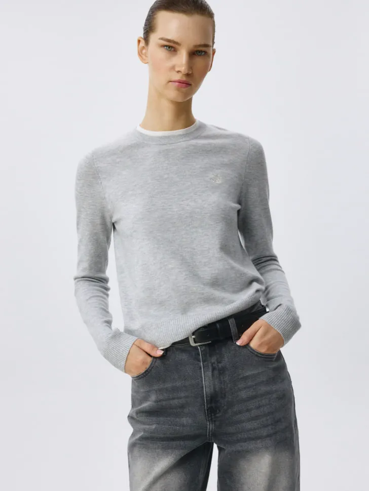 Базовый джемпер с содержанием шерсти, серый, арт. 5629