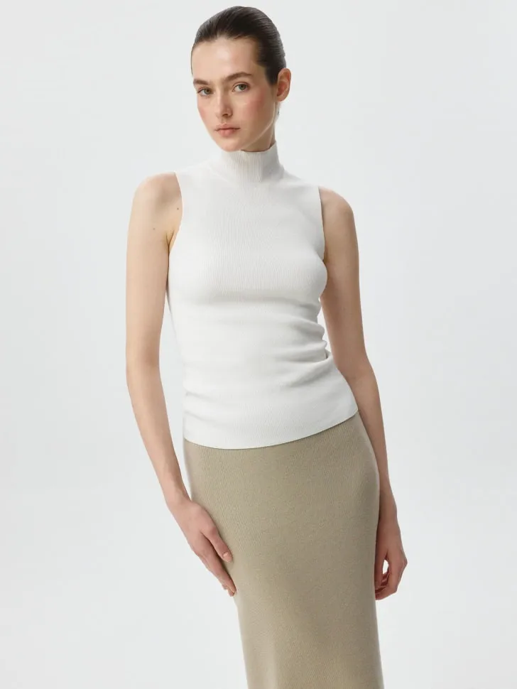 Базовый топ с воротником, белый, арт. 5632